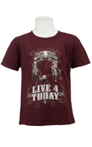 Cowboy Hardware® Boy's Maroon Live 4 Today Short Sleeve Tee