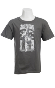 Cowboy Hardware® Boy's Charcoal w/ White American Bull Rider Design Short Sleeve Tee