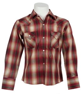 Ely Cattleman® L/S Crimson Plaid w/ Lurex Western Snap Shirt