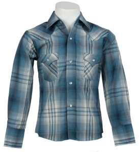 Ely Cattleman® L/S Blue Plaid w/ Lurex Western Snap Shirt