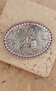 M&F Western Products® Pink Crystal Barrell Racer Childrens Buckle