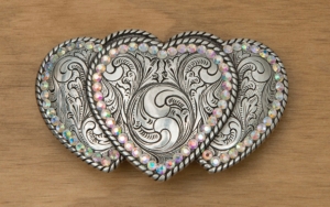 M&F Western Products® Triple Heart Buckle with Rhinestones