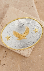 M&F Western Products® Silver Buckle with Gold Soaring Eagle