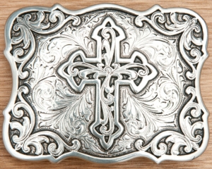 Nocona® Silver Cross Rectangle Belt Buckle 37910