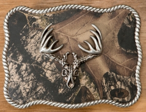 M&F Western Products® Camouflage w/ Silver Deer Skull Rectangle Buckle
