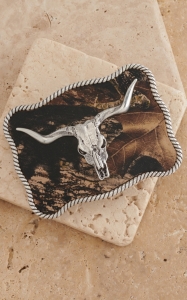 M&F Western Products® Camo w/ Silver Longhorn Skull Rectangle Buckle