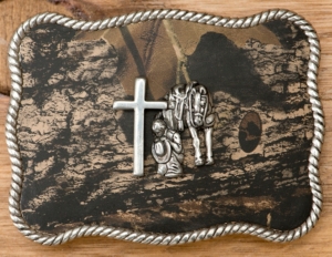 M&F Western Products® Camouflage Cowboy Prayer Rectangle Buckle