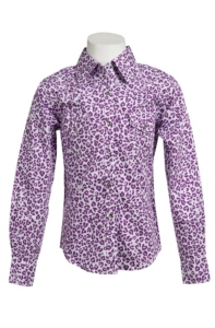 Cowgirl Hardware® Girl's Purple Cheetah Long Sleeve Western Shirt