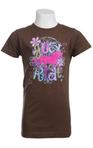 Cowgirl Hardware® Girls Brown with Horse Print & Just Ride S/S Tee