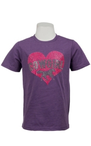 Cowgirl Hardware® Girls Purple w/ Neon Pink Crystal Logo Heart S/S Tee
