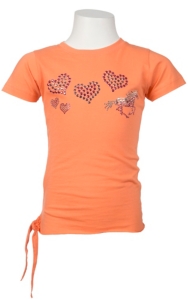 Cowgirl Hardware® Girls Orange w/ Studded Hearts & Horse Short Sleeve Tee