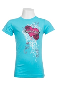 Cowgirl Hardware® Girls Aqua Cowgirl at Heart Logo S/S Tee