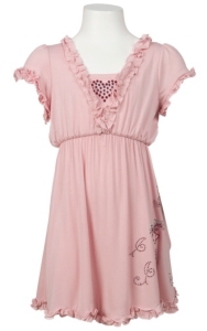 Cowgirl Hardware® Girls Pink Studded Heart & Horse Short Sleeve Dress
