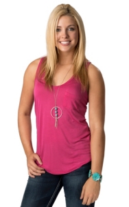 RD Style Women's Fuchsia Pink Racerback V-Neck with Pocket Sleeveless Fashion Tank Top