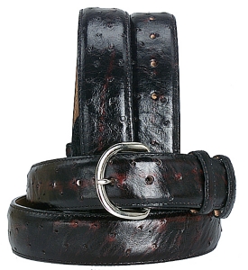 Cavender's® Men’s Black Cherry Full Quill Ostrich Belt