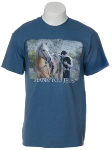 Cowboy Brand® Mens Blue Thank You Jesus T-Shirt