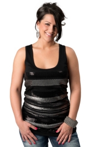 Rock & Roll Cowgirl® Women's Black with Sequin Stripe Front Racer Back Sleeveless Fashion Tank Top