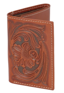 Tony Lama® Brown Floral Tooled Tri-fold Wallet 5154208