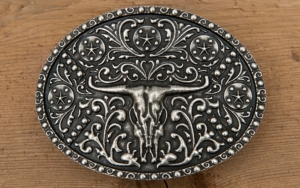AndWest® Antique Silver Longhorn Skull Oval Buckle