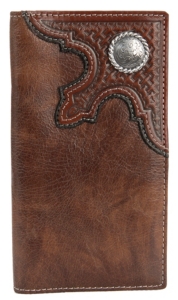 Tony Lama® Tan w/ Cognac Basket Overlay Mens Rodeo Wallet/Checkbook Cover 5173208