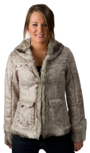 Powder River® Ladies Cream & Grey Crackle Short Faux Fur Western Coat