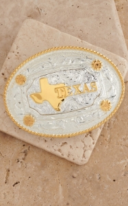 AndWest® Shiny Silver & Gold Texas Motif Oval Buckle