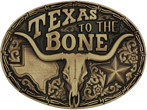 Montana Silversmiths® Oval Brass Texas to the Bone Buckle