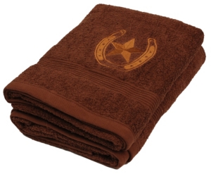 M&F® Western Moments™ Brown Lone Ride Horseshoe and Star Bath Towel