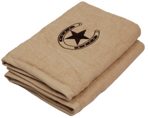 M&F® Western Moments™ Tan Brown Lone Rider Horseshoe and Star Bath Towel