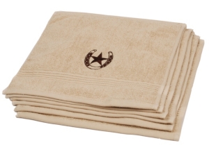 M&F® Western Moments™ Tan Brown Lone Rider Horseshoe and Star Wash Cloth Towel