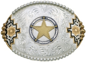 Montana Silversmiths® Two-tone Southwestern Accent Belt Buckle with Round Star Concho