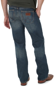 Wrangler® Retro™ Men’s Premium Patch Banjo Blue Wash Slim Fit Jeans