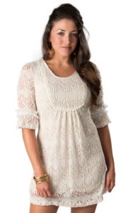 Young Essence® Women's Cream Lace 3/4 Sleeve Dress