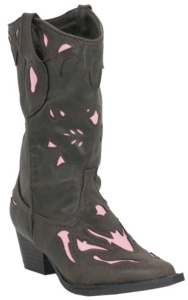 Roper® Girl's Aubrey Rich Chocolate Brown with Pink Inlay Western Fashion Boots