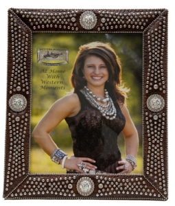 M&F® Western Moments™ Jeweled Brown Croc Print w/ Rhinestone Concho Picture Frame 8x10