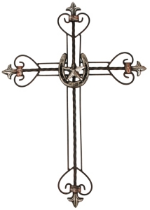 M&F® Western Moments™ Horseshoe and Star Metal Fleur de Lis Wall Cross
