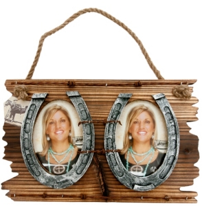 M&F Western Products® Double Picture Horseshoe Brown Hanging Frame 3x5