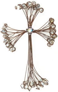 M&F Western Products® Brown Wire w/ Clear Crystal Concho Center Wall Cross