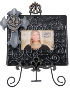 M&F Western Products® Black Picture Frame with Cross and Crystal Easel 2 Piece Set
