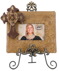 M&F Western Products® Brown Picture Frame with Cross and Crystal Easel 2 Piece Set