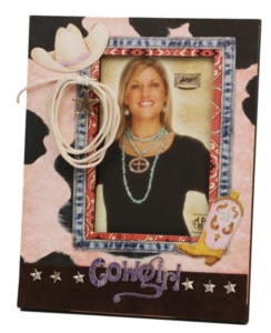 M&F® Western Moments™ Black and White Cow Print Cowgirl Scrapbook Picture Frame