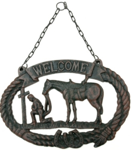 M&F Western Products® Christian Cowboy Welcome Cast Iron Sign