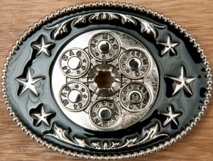 Montana Silversmiths® Silver with Black 44 Magnum Oval Belt Buckle
