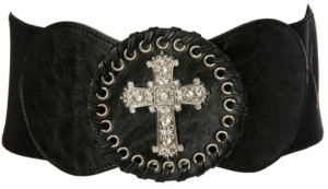 3-D Belt Company® Angel Ranch™  Black with Rhinestone Cross Elastic High Waist Belt