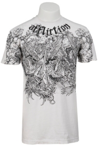 Affliction® Men's Angels White with Black Print Short Sleeve Logo Tee