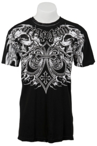 Affliction® Men's Black and White Death Slayer Short Sleeve Tee - Reversible