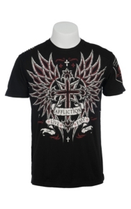 Affliction® Men's Black Vibrant with Red and White Winged Cross Short Sleeve Tee