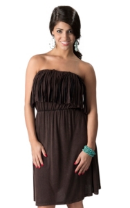 Ocean Drive® Women's Brown Fringe Strapless Dress
