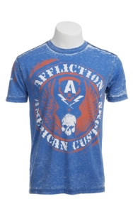 Affliction® Men's Blue Burnout Flag Crewneck Short Sleeve Tee