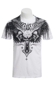 Affliction® Men's White Demon Eyes Crewneck Short Sleeve Tee